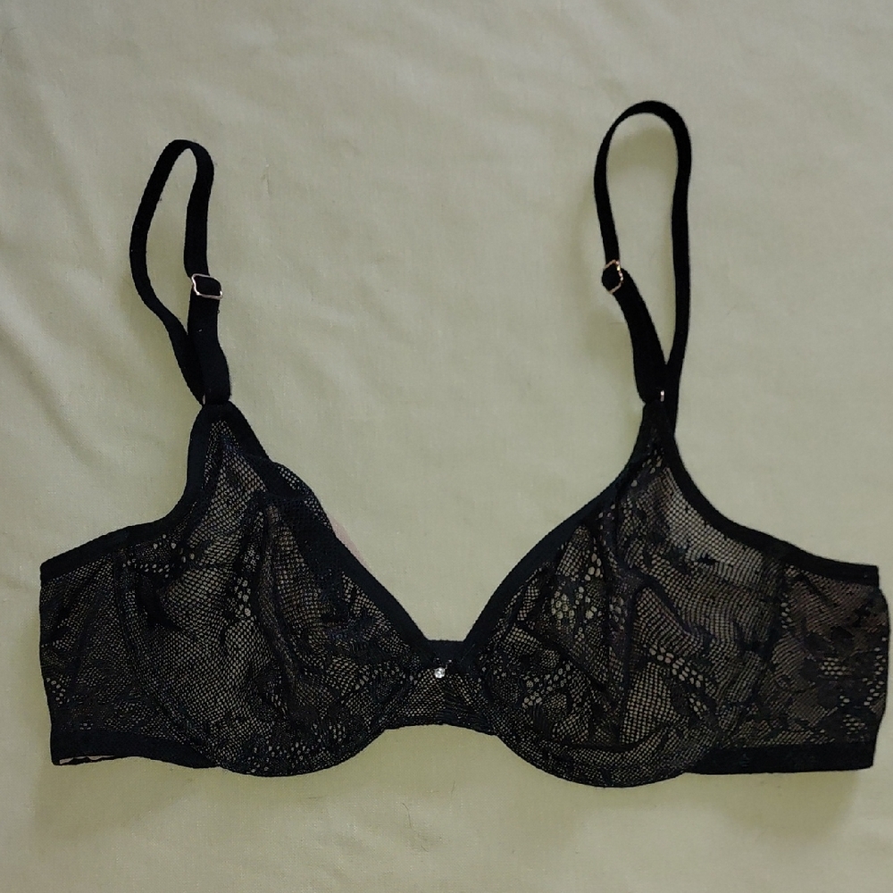 Smart & Sexy Unlined Black Lace Bra 34B